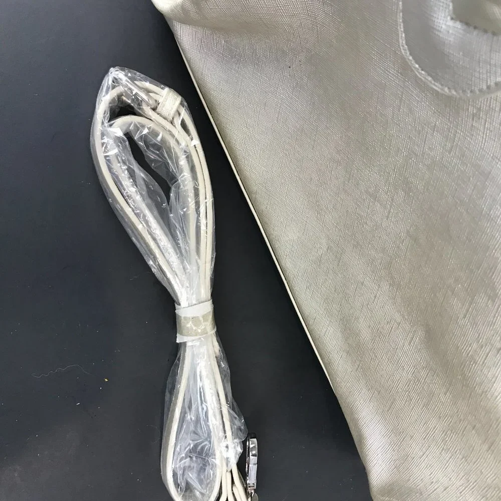 Catherine Malandrino Silver metallic leather tote with crossbody strap